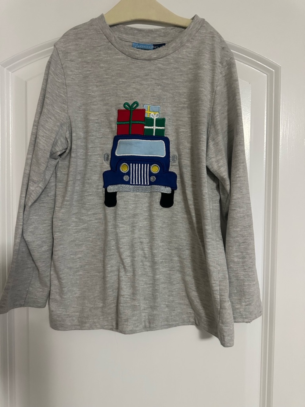 Good Lad Grey Long-Sleeve Shirt with Blue Truck and Colorful Gifts